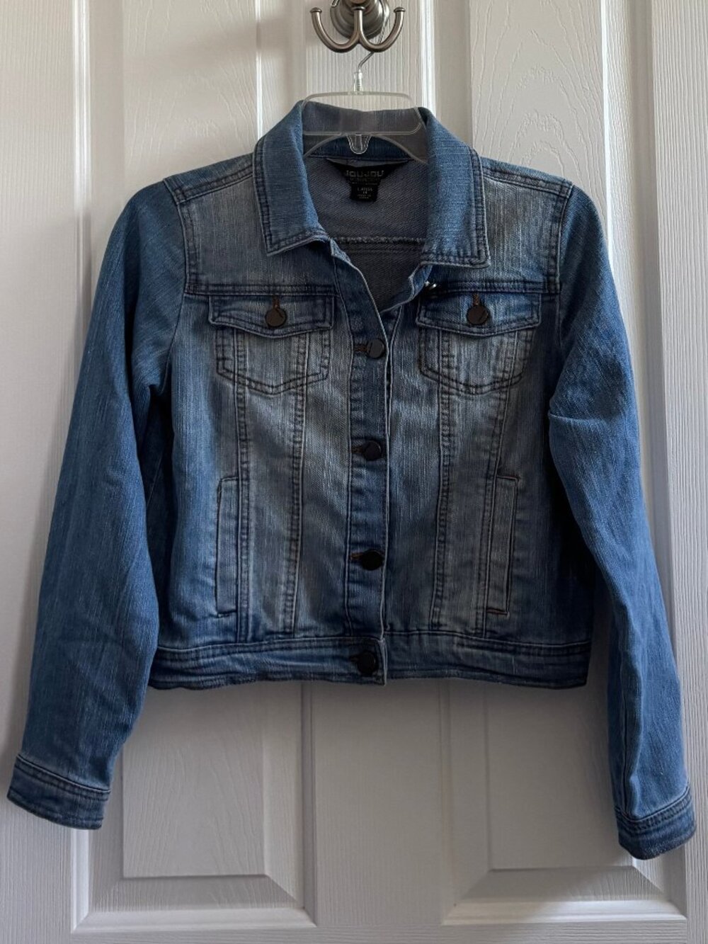 JouJou Girls Blue Denim Jacket Medium Wash Size Large